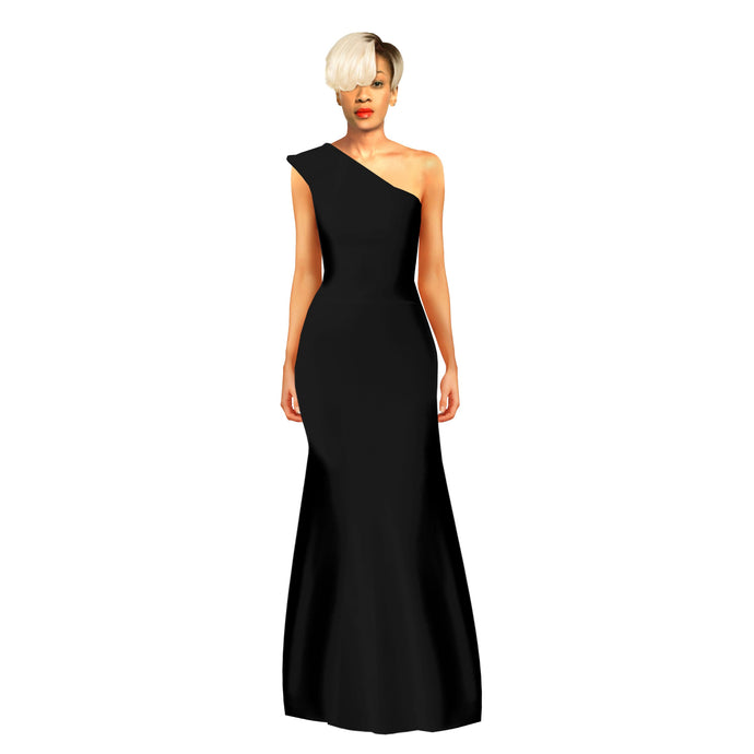 Sanni is a minimal one shoulder, glam dress by House of Perris